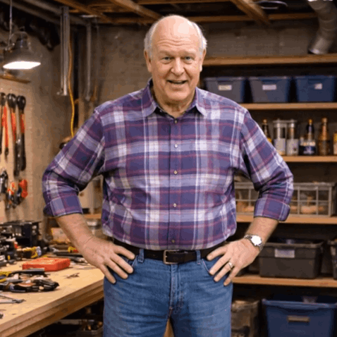 Happy customers showing finished woodworking projects